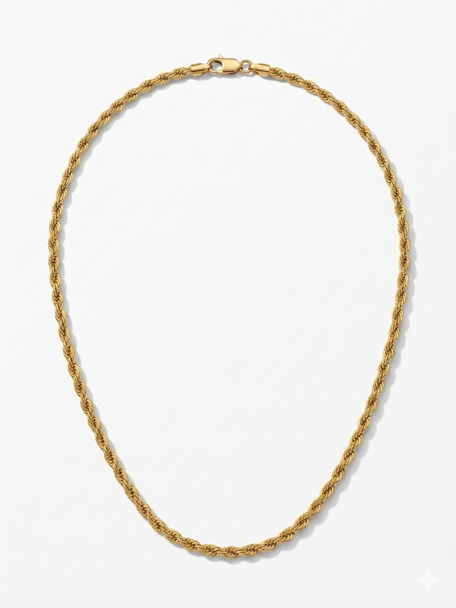 Mens Gold Twisted Rope chain