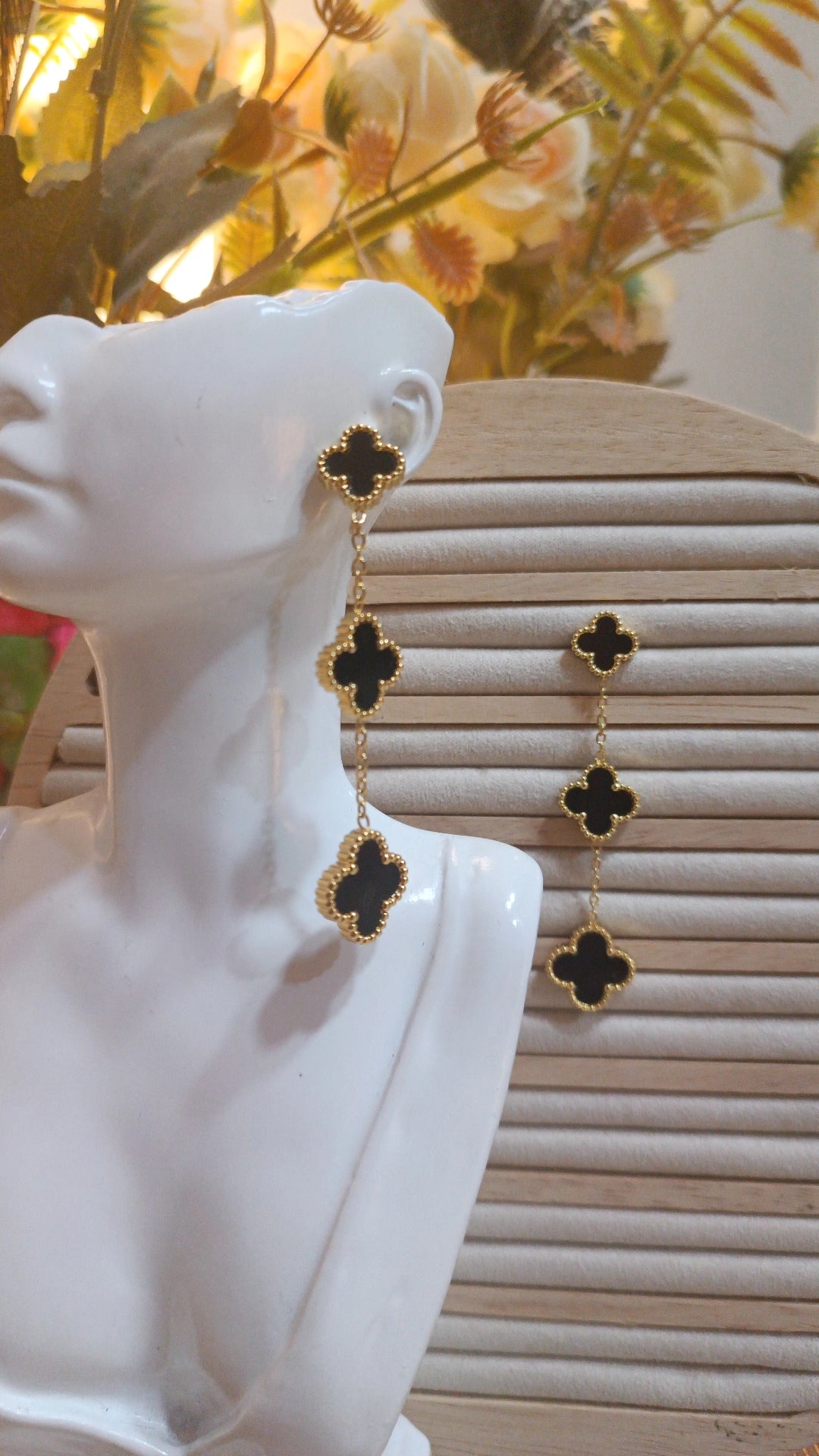 Noir Clover Cascade Earrings