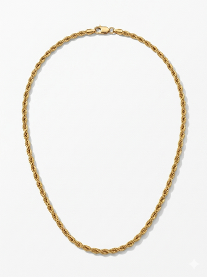 Mens Gold Twisted Rope chain
