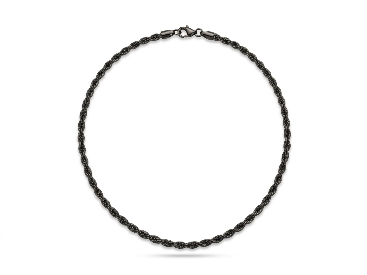 Mens Black Twisted Rope chain