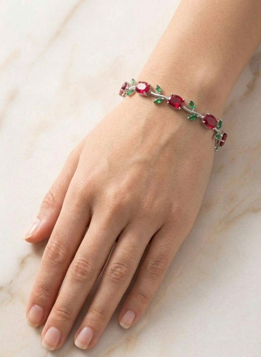 Viral Ruby Silver Tulip Bracelet