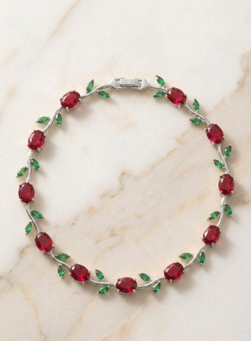 Viral Ruby Silver Tulip Bracelet
