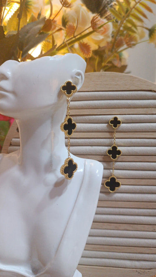 Noir Clover Cascade Earrings