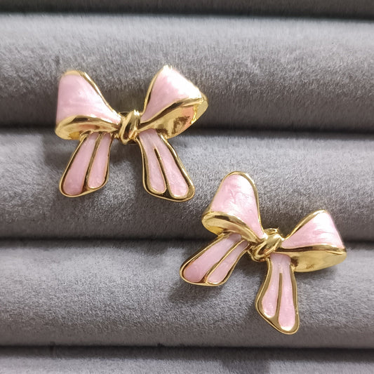 Blush Bow Studs