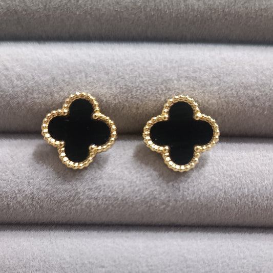 Noir Clover Studs