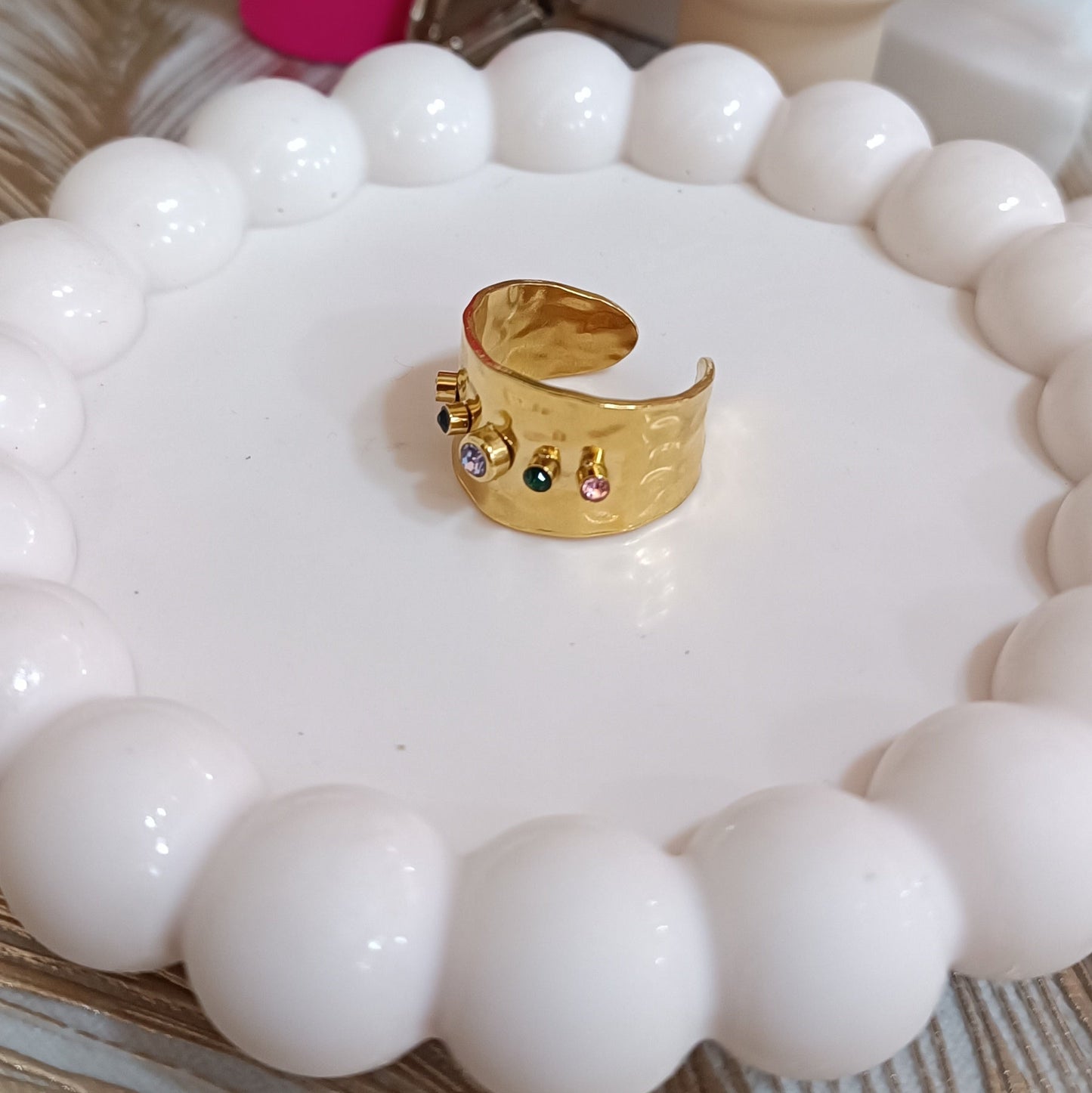 PVD AD Stones 18k Gold Plated Ring