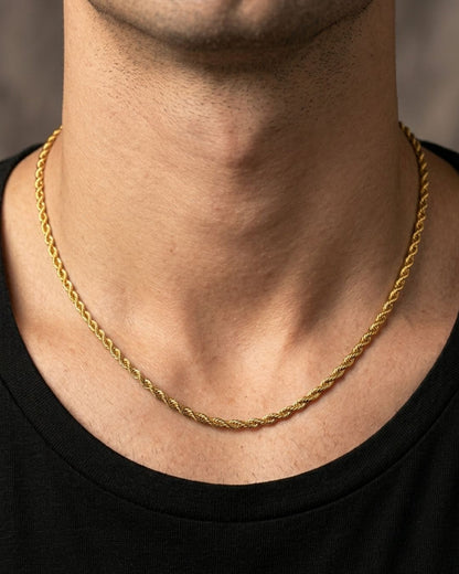 Mens Gold Twisted Rope chain