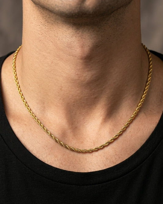 Mens Gold Twisted Rope chain