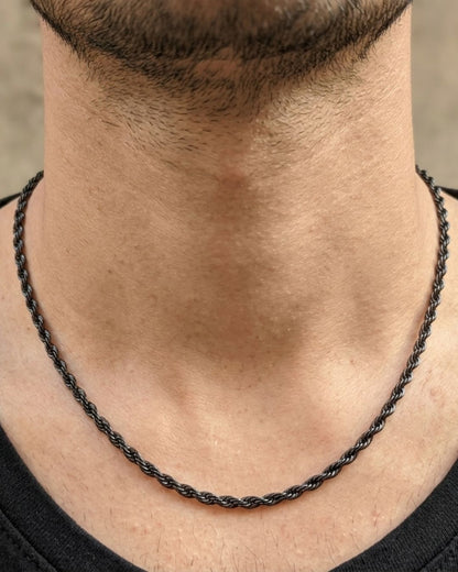Mens Black Twisted Rope chain